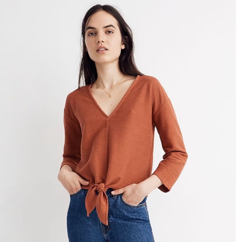 Madewell Texture and Thread Knotted Front Top